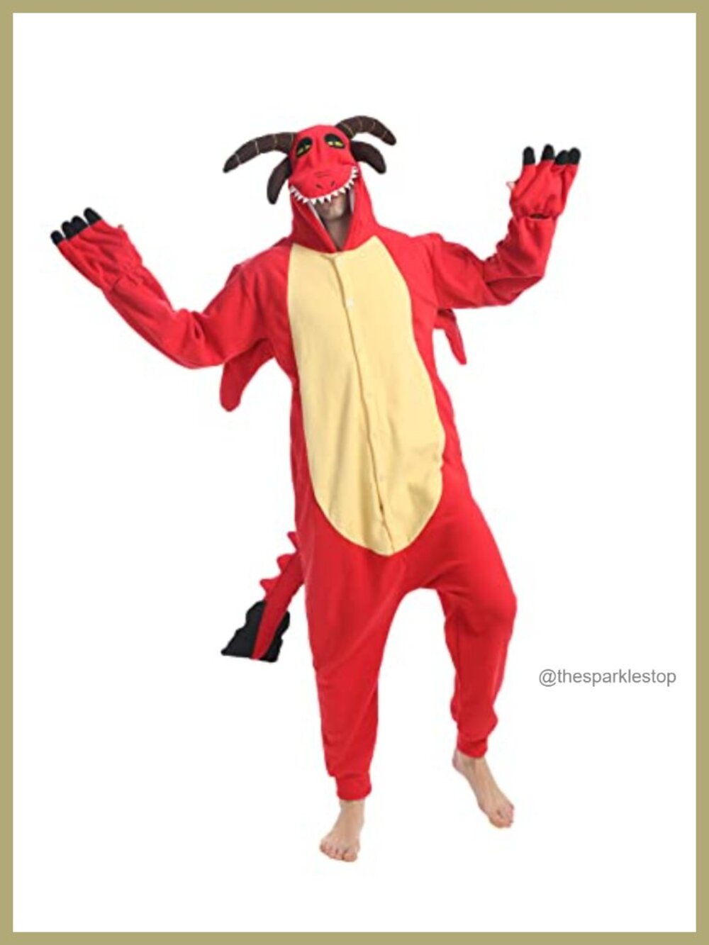 Unisex Red Dragon Onesie Animal Cosplay Pajamas Adult Jumpsuit Costume